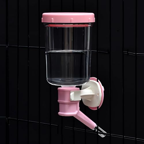 Wasserspender für Hunde und Katzen, Teddy, kleine Hunde, vertikale Stange, hängende Wasserflasche mit Saugnapf (Rosa) von NEIDE