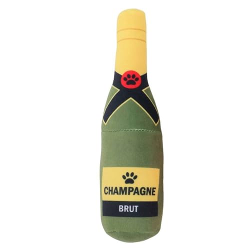 NEINUO 22cm Druck Weinflasche Plüsch gefüllt quietschend klingendes Haustier Das Spielzeug Hundespielzeug/292 (Color : Champagne) von NEINUO