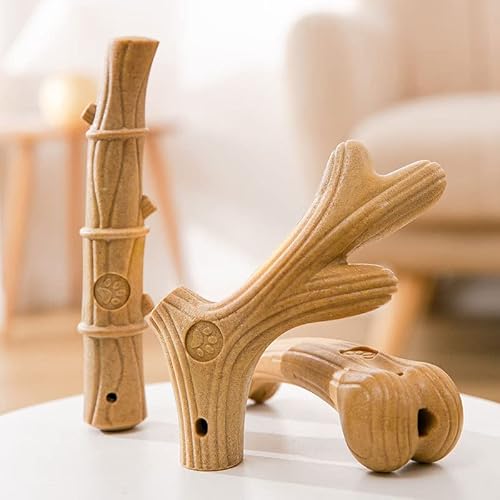 NEINUO 3 Stück Holzgeweih-Design, langlebiges Hunde-Kauspielzeug, Robustes Hunde-Knirschspielzeug/3510 von NEINUO