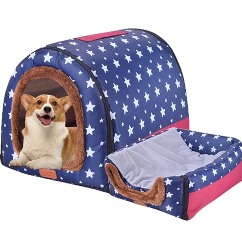 Abnehmbares waschbares Hundehaus, Hundebett Welpenhaus Katzenhaus Katzenhaus Haustierbett Zwinger Haustiernest Indoor mit doppelseitiger Matte für Haustiere, Welpen, Kätzchen, Kaninchen, 37 x 18 x 10 von NENIUX