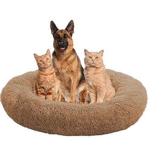 Anti-Stress-Kissen für Hunde, Donut für kleine Hunde, Katzenbett, Kissen, maschinenwaschbar, Bett für Hunde und Katzen mit rutschfestem Boden (120 cm) von NENIUX