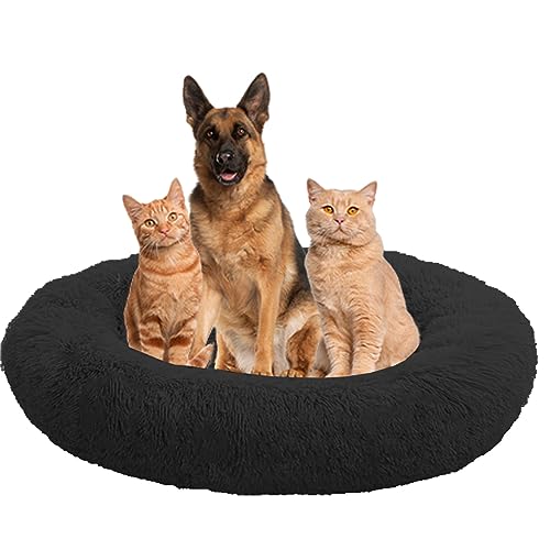 Anti-Stress-Kissen für Hunde, Donut für kleine Hunde, Katzenbett, Kissen, maschinenwaschbar, Bett für Hunde und Katzen mit rutschfestem Boden (140 cm) von NENIUX