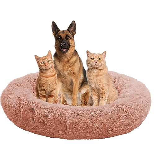 Anti-Stress-Kissen für Hunde, Donut für kleine Hunde, Katzenbett, Kissen, maschinenwaschbar, Bett für Hunde und Katzen mit rutschfestem Boden (140 cm) von NENIUX