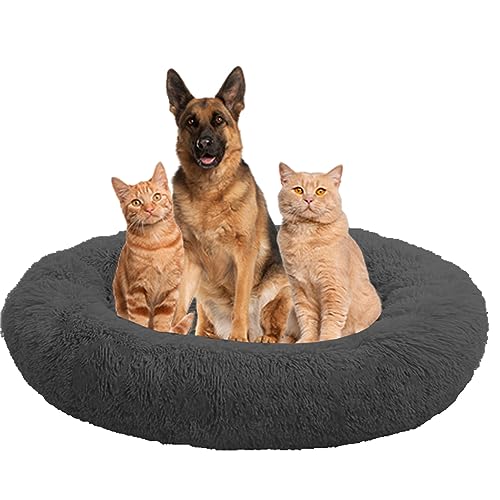 Anti-Stress-Kissen für Hunde, Donut für kleine Hunde, Katzenbett, Kissen, maschinenwaschbar, Bett für Hunde und Katzen mit rutschfestem Boden (140 cm) von NENIUX