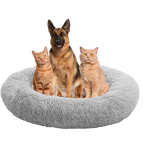 Anti-Stress-Kissen für Hunde, Donut für kleine Hunde, Katzenbett, Kissen, maschinenwaschbar, Bett für Hunde und Katzen mit rutschfestem Boden (150 cm) von NENIUX