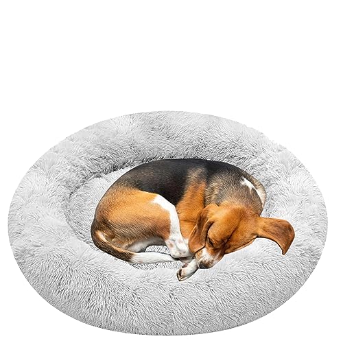 Donut Anti-Stress-Korb, rund, Katzenkissen, Katzenbett, kleines Bett für Hunde, Haustierbett, aus Plüsch, beruhigendes Bett mit rutschfestem Boden, für Hunde (110 cm / 43 Zoll) von NENIUX