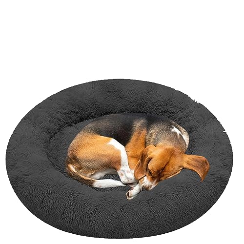 Donut Anti-Stress-Korb, rund, Katzenkissen, Katzenbett, kleines Bett für Hunde, Haustierbett, aus Plüsch, beruhigendes Bett mit rutschfestem Boden, für Hunde (120 cm / 47 Zoll) von NENIUX