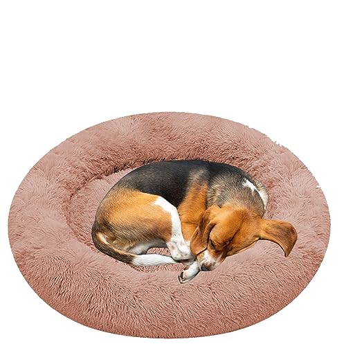 Donut Anti-Stress-Korb, rund, Katzenkissen, Katzenbett, kleines Bett für Hunde, Haustierbett, aus Plüsch, beruhigendes Bett mit rutschfestem Boden für Hunde (90 cm) von NENIUX