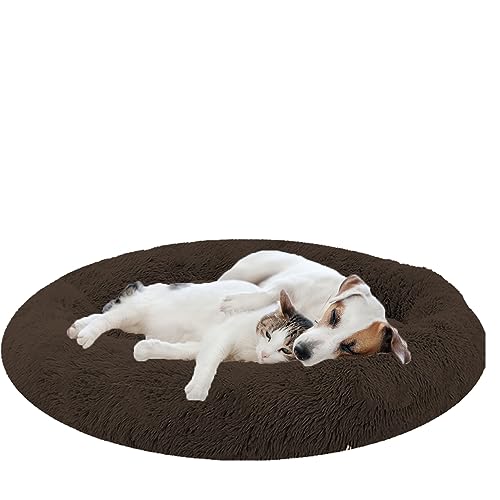 Donut Haustierbett, Hundebett Katzenbett Hundekissen, Rund aus Plüsch Hundesofa, Rutschfestes Haustier Sofa Katzen Kissen katzenkorb für Kleine, Mittelgroße & Große Hunde, Katzen(90cm/35.5inch) von NENIUX