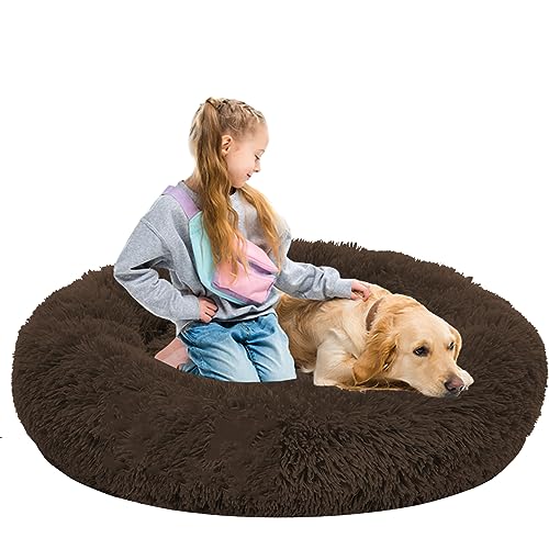 Donut Katzenbett für Hunde, rund, Kissen, Korb für Hunde, Sofa, flauschig, Katzenkorb, rutschfest, waschbar, Katzenkissen, für Katzen und kleine Hunde (140 cm/55 Zoll) von NENIUX