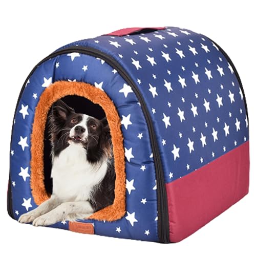 Faltbares Hundehaus, Haustierhaus, Zwinger Haustiernest Hundebett Katzenschutz Hund Iglubett Welpenhaus Haustierbett mit rutschfester Unterseite für Haustiere, Welpen, Kätzchen, Kaninchen, 48 x 40 x von NENIUX