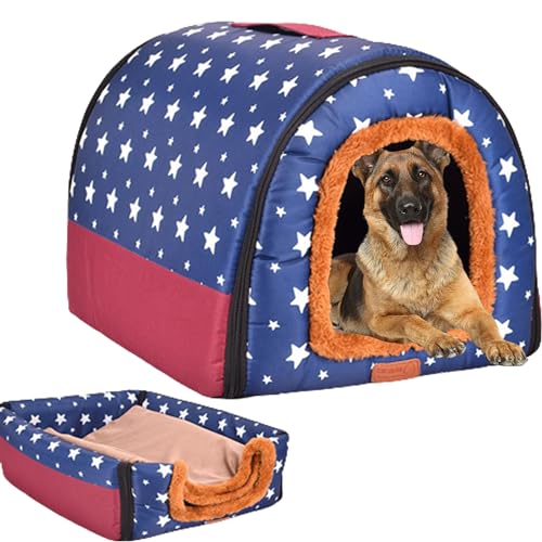 Hundehütte, abnehmbares waschbares Hundehaus, Haustiernest, Hundebett, Katzenhaus, Katzenhöhle, Bett, Iglu-Bett, Katzenhaus mit rutschfester Unterseite für Welpen, Kätzchen, 48 x 40 x 33 cm, Stil 1 von NENIUX