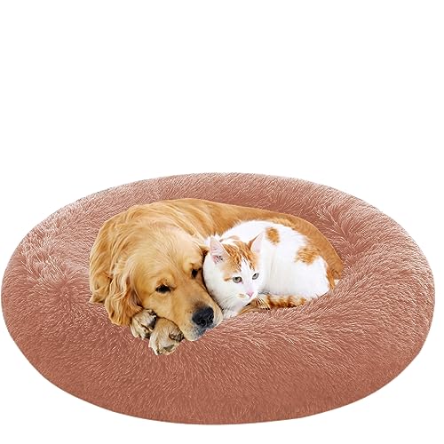 NENIUX Donut Haustierbett, Rund aus Plüsch Hundebett, Welpen Kissen Hundesofa, Rutschfestes Hundekorb Katzenbett, Maschinenwaschbar Katzenkissen für Mittelgroße & Große Hunde, Katzen (130cm/51inch) von NENIUX