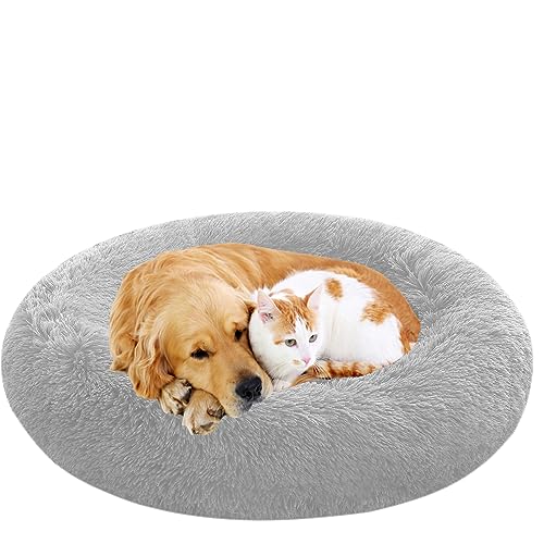 NENIUX Donut Haustierbett, Rund aus Plüsch Hundebett, Welpen Kissen Hundesofa, Rutschfestes Hundekorb Katzenbett, Maschinenwaschbar Katzenkissen für Mittelgroße & Große Hunde, Katzen (120cm/47inch) von NENIUX