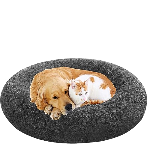 NENIUX Donut Haustierbett, Rund aus Plüsch Hundebett, Welpen Kissen Hundesofa, Rutschfestes Hundekorb Katzenbett, Maschinenwaschbar Katzenkissen für Mittelgroße & Große Hunde, Katzen (100cm/39inch) von NENIUX