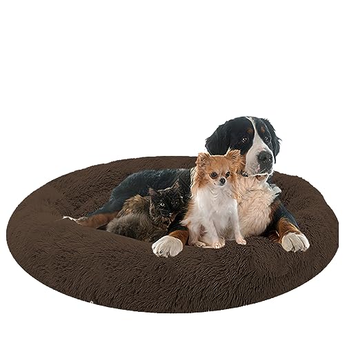 NENIUX Flauschiges rundes Hundebett für Katzen, Donut und Katzenkissen, Anti-Stress-Korb, maschinenwaschbar, Haustierbett, kleine Hunde, Sofa, für Katzen und Hunde (130 cm) von NENIUX