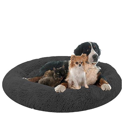 NENIUX Flauschiges rundes Hundebett für Katzen, Donut und Katzenkissen, Anti-Stress-Korb, maschinenwaschbar, Haustierbett, kleine Hunde, Sofa, für Katzen und Hunde (140 cm/55 Zoll) von NENIUX