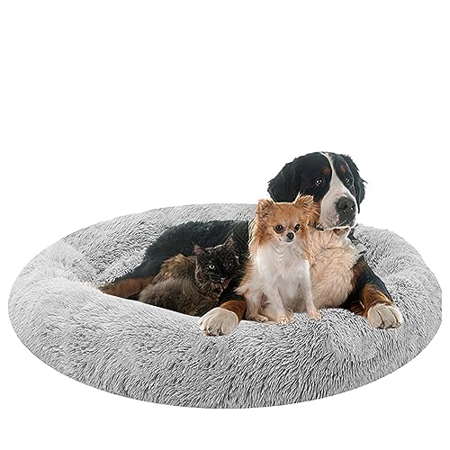 NENIUX Flauschiges rundes Hundebett für Katzen, Donut und Katzenkissen, Anti-Stress-Korb, maschinenwaschbar, Haustierbett, kleine Hunde, Sofa, für Katzen und Hunde (150 cm) von NENIUX