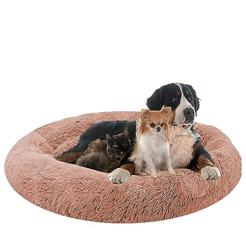 NENIUX Flauschiges rundes Hundebett für Katzen, Donut und Katzenkissen, Anti-Stress-Korb, maschinenwaschbar, Haustierbett, kleine Hunde, Sofa, für Katzen und Hunde (150 cm) von NENIUX