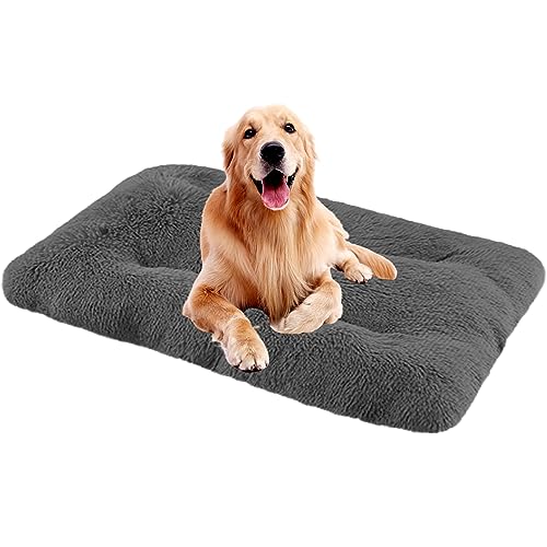 NENIUX Washable Dog Beds Dog Crate Beds Dog Cushion Relief Stress Pet Bed Mattress Dog Pillow Beds Kennel Pad with Anti Slip Bottom for Medium Small Dogs&Cats,110x75x10cm,Dark Grey von NENIUX