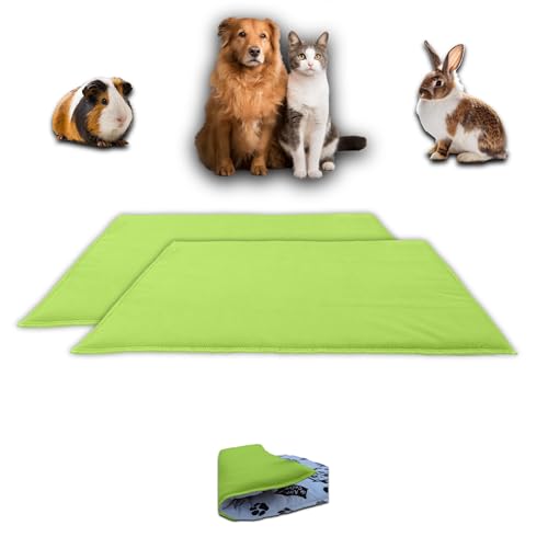 NEO SOLVO 2 Stück Fleece Spielplatzmatte für Meerschweinchen und Kaninchen - Alles in einem: eine Decke, EIN riesiger Tunnel, EIN Haus, EIN Kissen und EIN Bett - 50 cm x 60 cm - Grün von NEO SOLVO