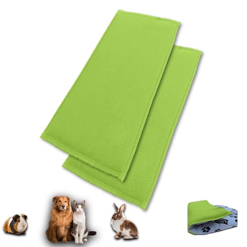 NEO SOLVO 2 Stück Fleece Spielplatzmatte für Meerschweinchen und Kaninchen - Alles in einem: eine Decke, EIN riesiger Tunnel, EIN Haus, EIN Kissen und EIN Bett - 60 cm x 120 cm - Grün von NEO SOLVO