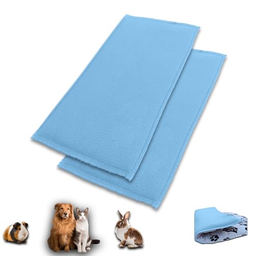 NEO SOLVO 2 Stück Fleece Spielplatzmatte für Meerschweinchen und Kaninchen - Alles in einem: eine Decke, EIN riesiger Tunnel, EIN Haus, EIN Kissen und EIN Bett - 70 cm x 105 cm - Blau von NEO SOLVO