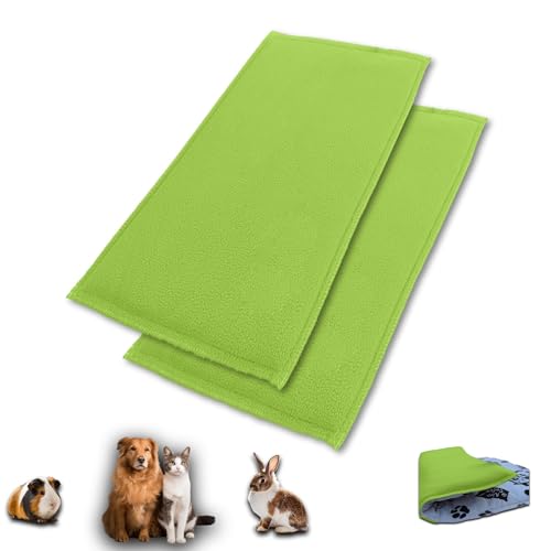 NEO SOLVO 2 Stück Fleece Spielplatzmatte für Meerschweinchen und Kaninchen - Alles in einem: eine Decke, EIN riesiger Tunnel, EIN Haus, EIN Kissen und EIN Bett - 70 cm x 105 cm - Grün von NEO SOLVO