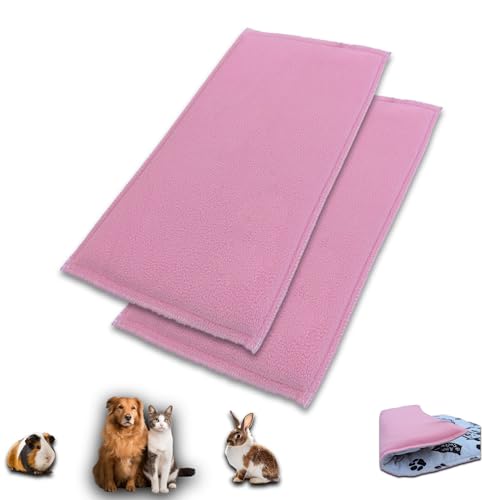 NEO SOLVO 2 Stück 2-in-1-Vlies zur Verwendung als „Bettdecken-Topper“ und als riesiger Tunnel für Meerschweinchen und Häschen - 70 cm x 105 cm - Rosa von NEO SOLVO