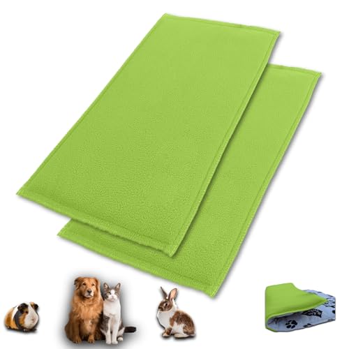 NEO SOLVO 2 Stück Fleece Spielplatzmatte für Meerschweinchen und Kaninchen - Alles in einem: eine Decke, EIN riesiger Tunnel, EIN Haus, EIN Kissen und EIN Bett - 70 cm x 140 cm - Grün von NEO SOLVO