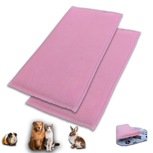 NEO SOLVO 2 Stück Fleece Spielplatzmatte für Meerschweinchen und Kaninchen - Alles in einem: eine Decke, EIN riesiger Tunnel, EIN Haus, EIN Kissen und EIN Bett - 70 cm x 140 cm - Rosa von NEO SOLVO