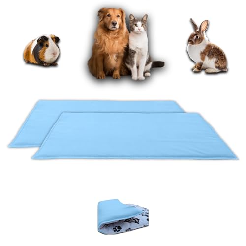 NEO SOLVO 2 Stück – Fleecedecke Über Streu, 50 x 60 cm, für Meerschweinchen, Kaninchen, Hunde und Katzen – Schwamm-Effekt, saugfähig, Fleece-Seite, Blau von NEO SOLVO