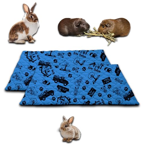 NEO SOLVO 2 Stück Käfigeinlage für Kaninchen und Meerschweinchen - perfekte Einstreu für Innenkäfige und C&C - saugfähig, wasserdicht - 60cm x 50cm - Blau Design von NEO SOLVO