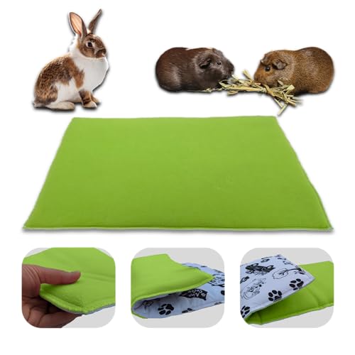 NEO SOLVO Fleece Spielplatzmatte für Meerschweinchen und Kaninchen - Alles in einem: eine Decke, EIN riesiger Tunnel, EIN Haus, EIN Kissen und EIN Bett - 50 cm x 60 cm - Grün von NEO SOLVO