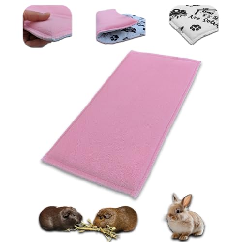 NEO SOLVO Fleece Spielplatzmatte für Meerschweinchen und Kaninchen - Alles in einem: eine Decke, EIN riesiger Tunnel, EIN Haus, EIN Kissen und EIN Bett - 70 cm x 105 cm - Rosa von NEO SOLVO