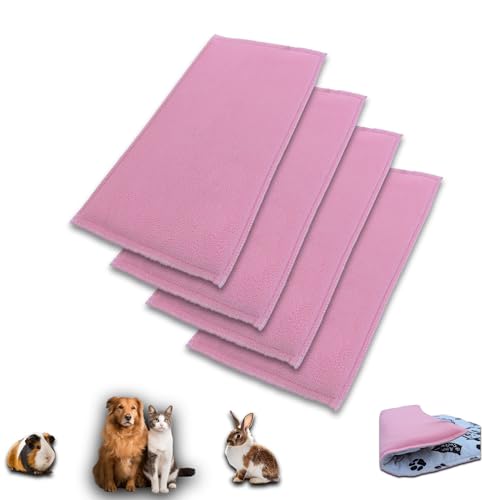 NEO SOLVO 4 Stück Fleece Spielplatzmatte für Meerschweinchen und Kaninchen - Alles in einem: eine Decke, EIN riesiger Tunnel, EIN Haus, EIN Kissen und EIN Bett - 70 cm x 105 cm - Rosa von NEO SOLVO