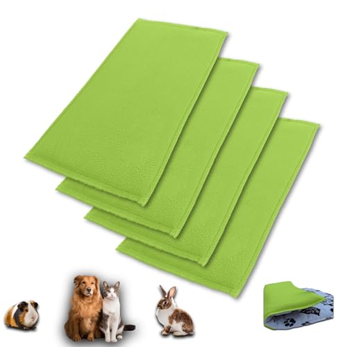 NEO SOLVO 4 Stück Fleece Spielplatzmatte für Meerschweinchen und Kaninchen - Alles in einem: eine Decke, EIN riesiger Tunnel, EIN Haus, EIN Kissen und EIN Bett - 70 cm x 140 cm - Grün von NEO SOLVO