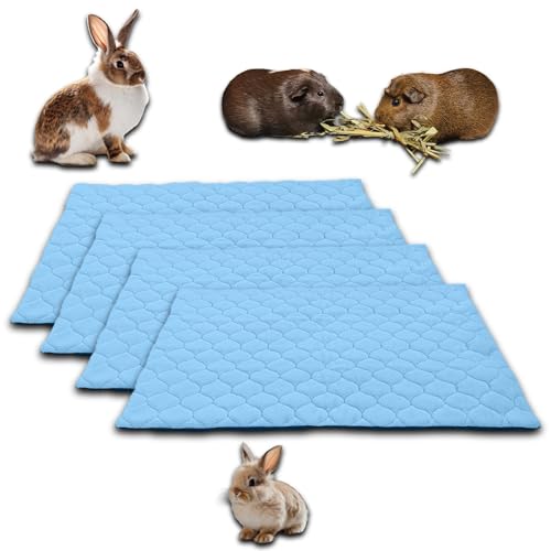 NEO SOLVO 4 Stück Käfigeinlage für Kaninchen und Meerschweinchen - perfekte Einstreu für Innenkäfige und C&C - saugfähig, wasserdicht - 60cm x 50cm - Blau von NEO SOLVO