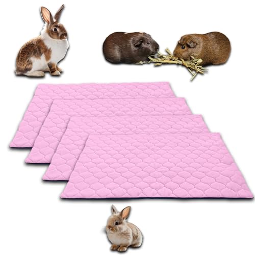 NEO SOLVO 4 Stück Käfigeinlage für Kaninchen und Meerschweinchen - perfekte Einstreu für Innenkäfige und C&C - saugfähig, wasserdicht - 60cm x 50cm - Rosa von NEO SOLVO