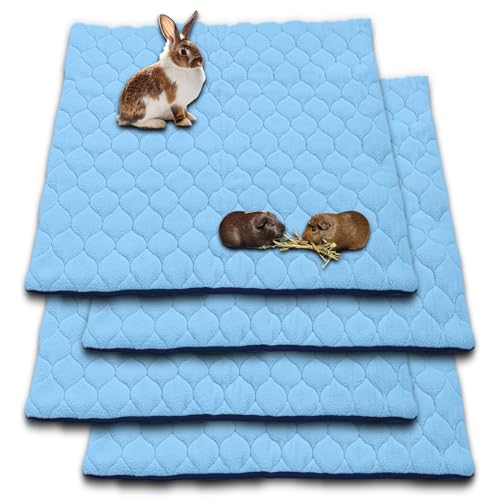 NEO SOLVO 4 Stück Käfigeinlage für Kaninchen und Meerschweinchen - perfekte Einstreu für Innenkäfige und C&C - saugfähig, wasserdicht - 105 x 105cm - Blau von NEO SOLVO