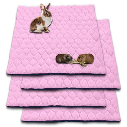 NEO SOLVO 4 Stück Käfigeinlage für Kaninchen und Meerschweinchen - perfekte Einstreu für Innenkäfige und C&C - saugfähig, wasserdicht - 105 x 105cm - Rosa von NEO SOLVO