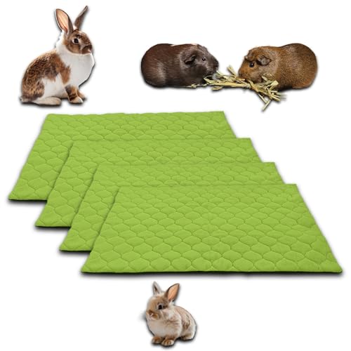 NEO SOLVO 4 Stück Käfigeinlage für Kaninchen und Meerschweinchen - perfekte Einstreu für Innenkäfige und C&C - saugfähig, wasserdicht - 70 x 35cm - Grün von NEO SOLVO