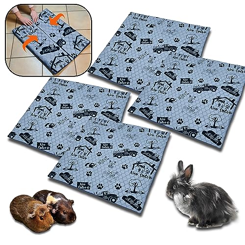 NEO SOLVO 4 Stück - PIPI pad - 105 cm x 105 cm - Waschbare und wasserdichte für Meerschweinchen und Kaninchen - Alternative zur Einstreu von NEO SOLVO