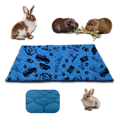 NEO SOLVO Käfigeinlage für Kaninchen und Meerschweinchen mit Abnehmbarer Fleece-Tunneldecke - perfekte Einstreu für Innenkäfige und C&C - saugfähig, wasserdicht - 60 x 50 cm - Dunkelblau von NEO SOLVO