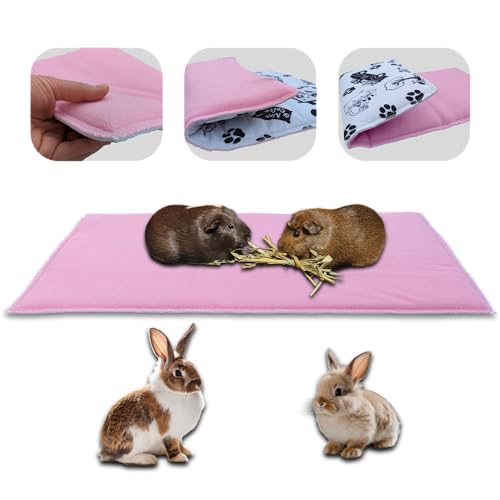 NEO SOLVO Fleece Spielplatzmatte für Meerschweinchen und Kaninchen - Alles in einem: eine Decke, EIN riesiger Tunnel, EIN Haus, EIN Kissen und EIN Bett - 35 cm x 70 cm - Rosa von NEO SOLVO