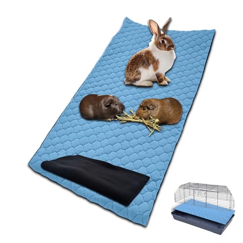 NEO SOLVO Käfig Einlage für Kaninchen und Meerschweinchen – 60 x 120 cm (Midwest) mit Abnehmbarer Fleece-Tunneldecke – perfekte Einstreu für Käfige und C&C – saugfähig, wasserdicht – Blau von NEO SOLVO