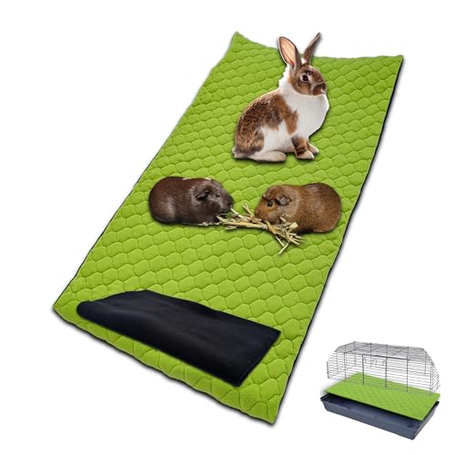 NEO SOLVO Käfig Einlage für Kaninchen und Meerschweinchen – 60 x 120 cm (Midwest) mit Abnehmbarer Fleece-Tunneldecke – perfekte Einstreu für Käfige und C&C – saugfähig, wasserdicht – Grün von NEO SOLVO