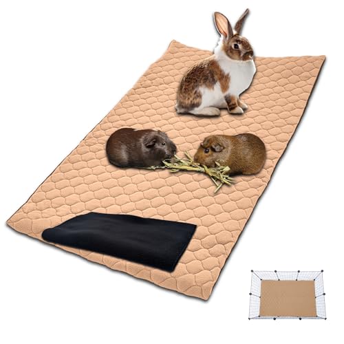 NEO SOLVO Käfig Einlage für Kaninchen und Meerschweinchen – 70 x 105 cm (2 x 3) mit abnehmbarer Fleece-Tunneldecke – perfekte Einstreu für Käfige und C&C – saugfähig, wasserdicht – Pfirsich von NEO SOLVO