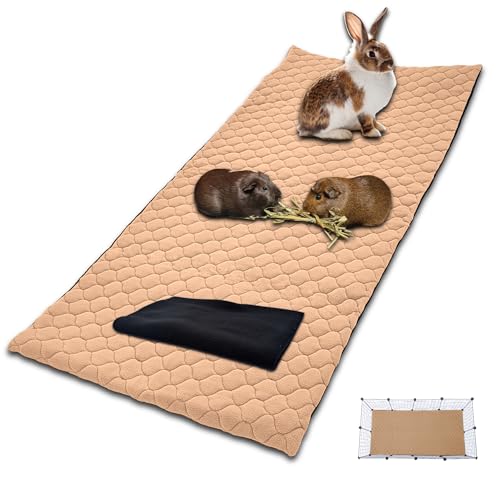 NEO SOLVO Käfigeinlage für Kaninchen und Meerschweinchen mit Abnehmbarer Fleece-Tunneldecke - perfekte Einstreu für Innenkäfige und C&C - saugfähig, wasserdicht - 140 x 70 cm - Pfirsich von NEO SOLVO