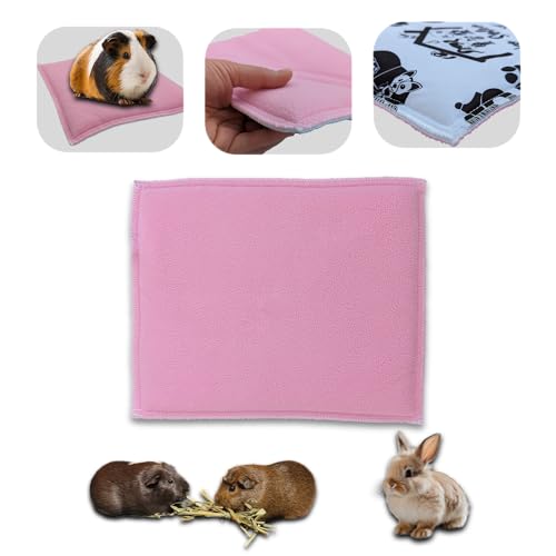 NEO SOLVO Dickes Fleece Kissen 30 x 26 cm für Meerschweinchen und Kaninchen – saugfähige Fleeceseite – weiche und frische weiße Seite – bequem und warm – rosa von NEO SOLVO